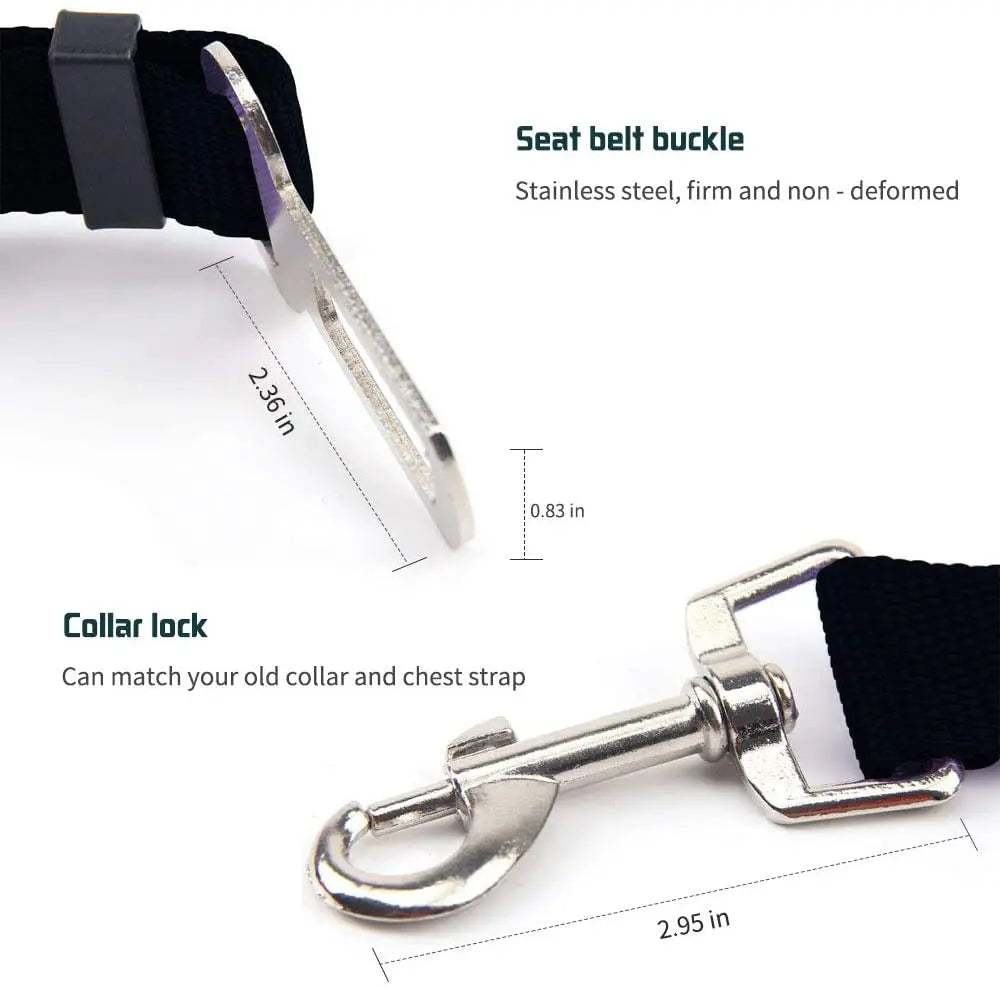 Adjustable nylon dog car seat belt lead with clip – photo 10