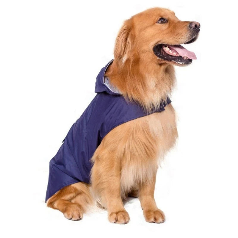 Reflective Hooded Dog Raincoat with Lead Hole