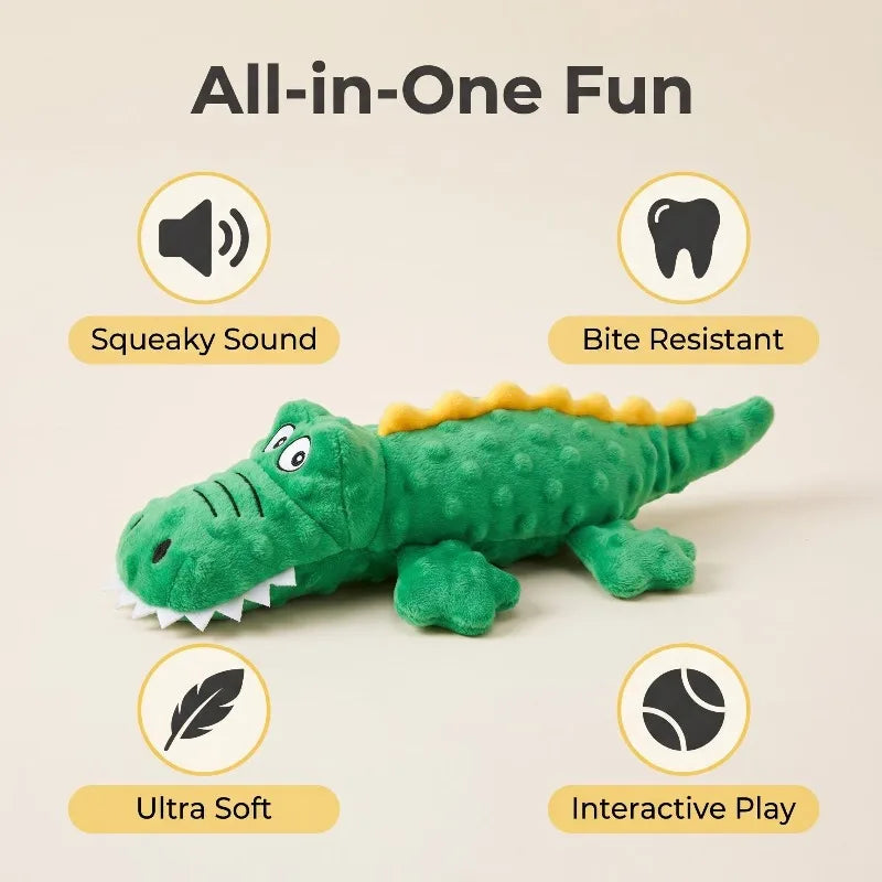 Soft squeaky plush crocodile dog toy – photo 3