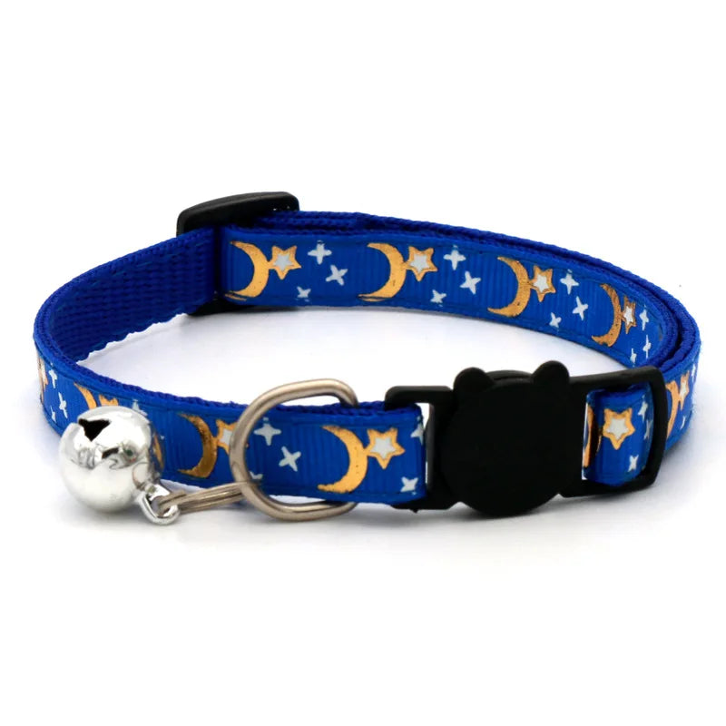 Star and moon pattern cat collar with bell – photo 9