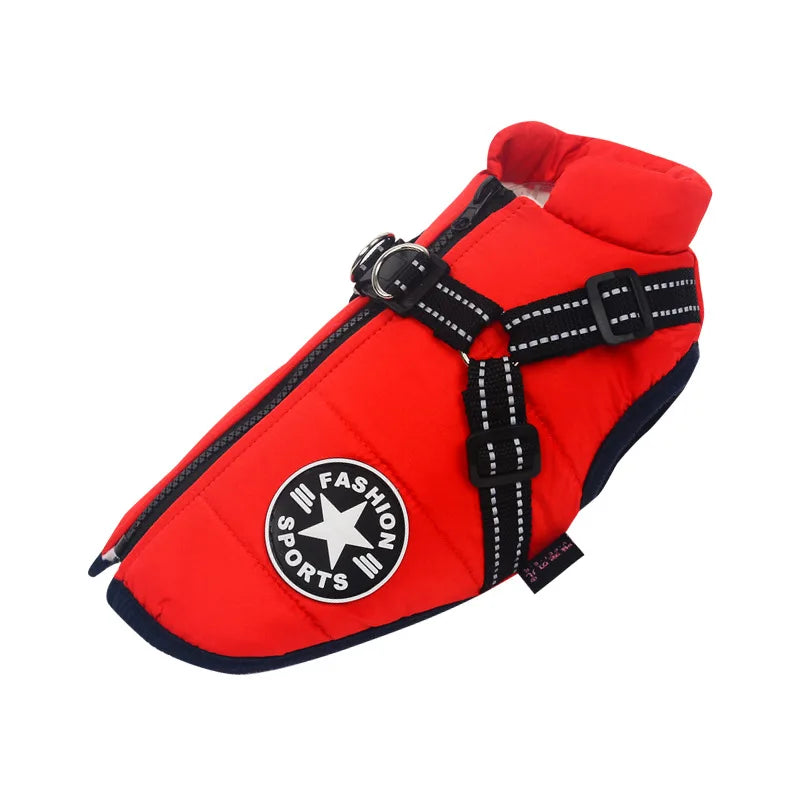 Waterproof winter dog coat with built-in harness – photo 11
