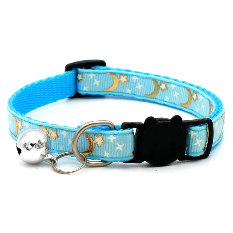 Star and moon pattern cat collar with bell – photo 5