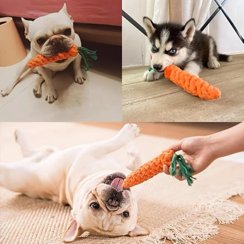 Carrot-shaped cotton rope chew toy – photo 2
