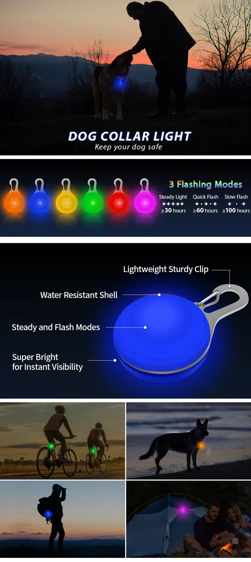 LED light clipped to a dog collar – photo 7