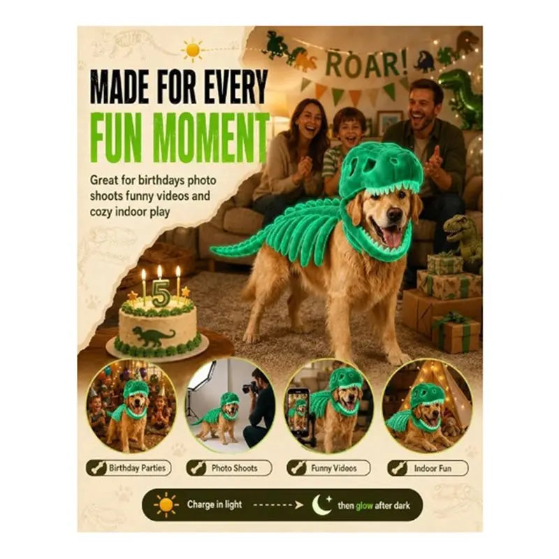 Dog wearing a dinosaur skeleton hoodie costume – photo 3