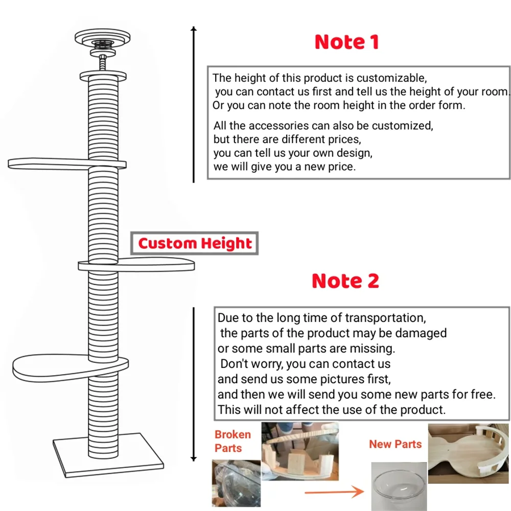 Tall adjustable floor-to-ceiling cat tree with platforms and hammock – photo 8