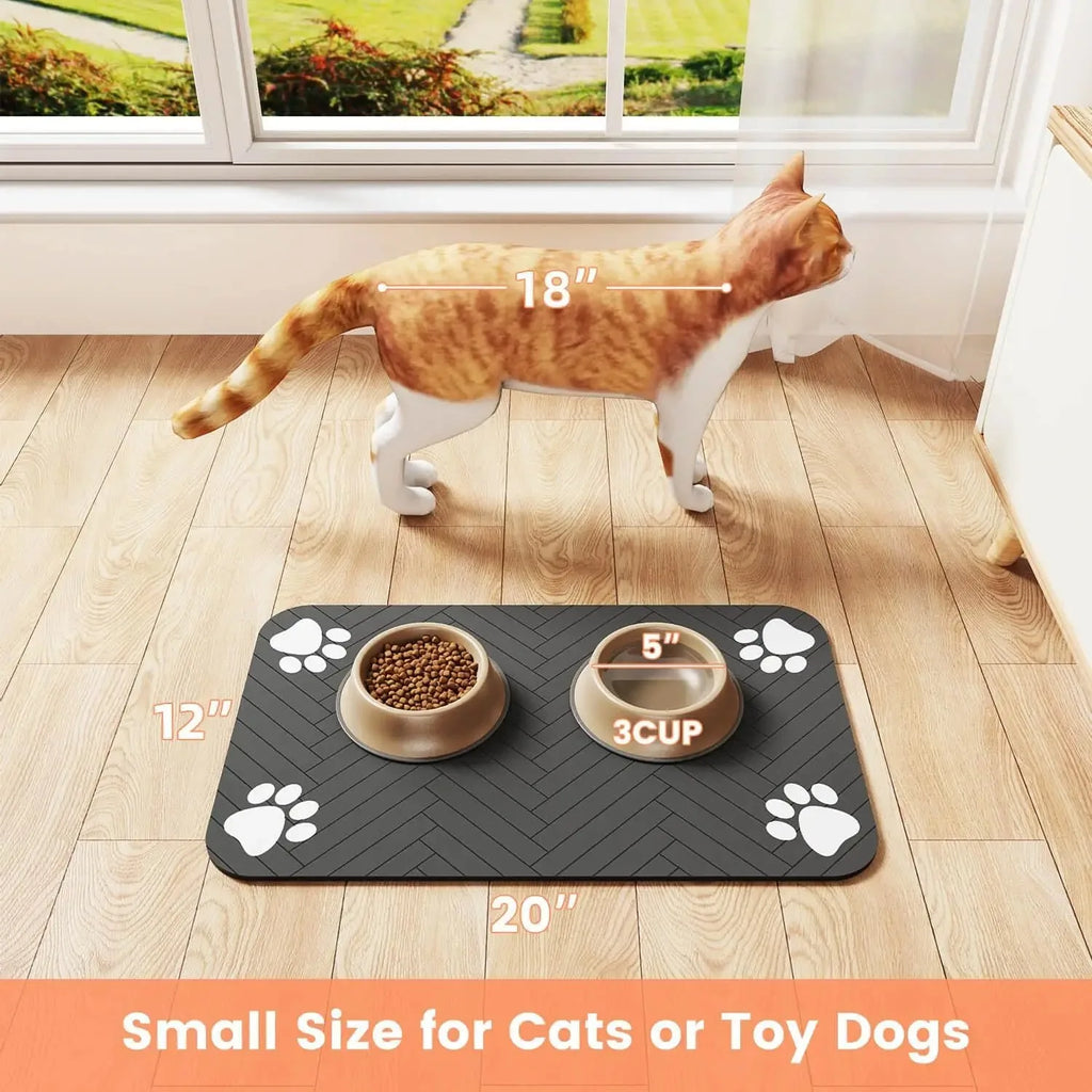 Absorbent pet feeding mat under food and water bowls – photo 6