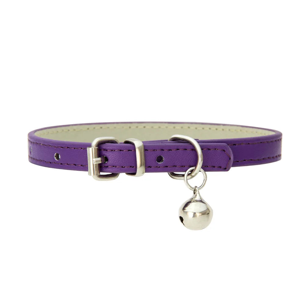 Adjustable PU Leather Collar for Cats & Small Dogs
