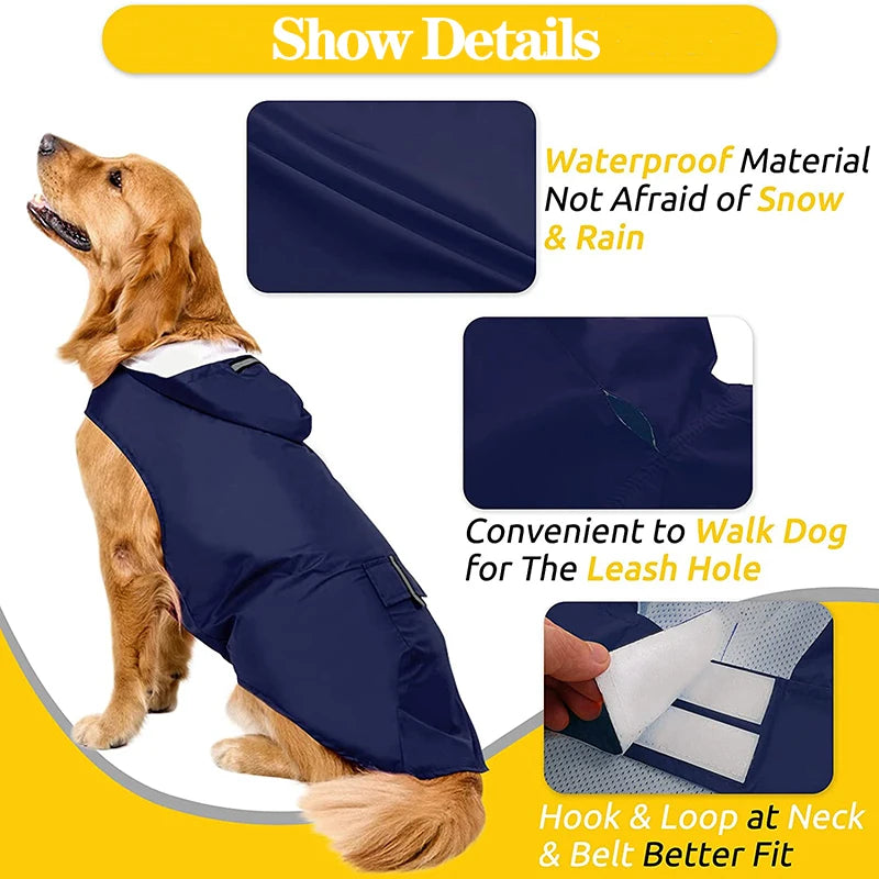 Dog wearing a reflective hooded raincoat on a rainy walk – photo 5