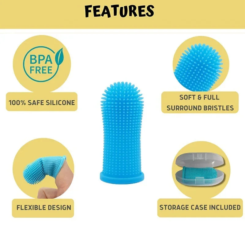 Silicone finger toothbrush for cats and dogs with storage case – photo 4