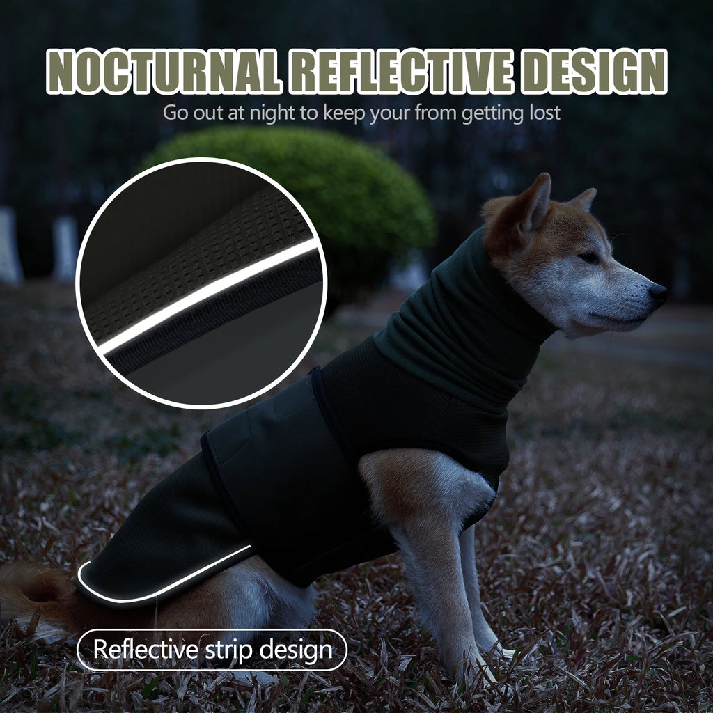 Dog wearing a snug wrap vest with neck warmer – photo 11