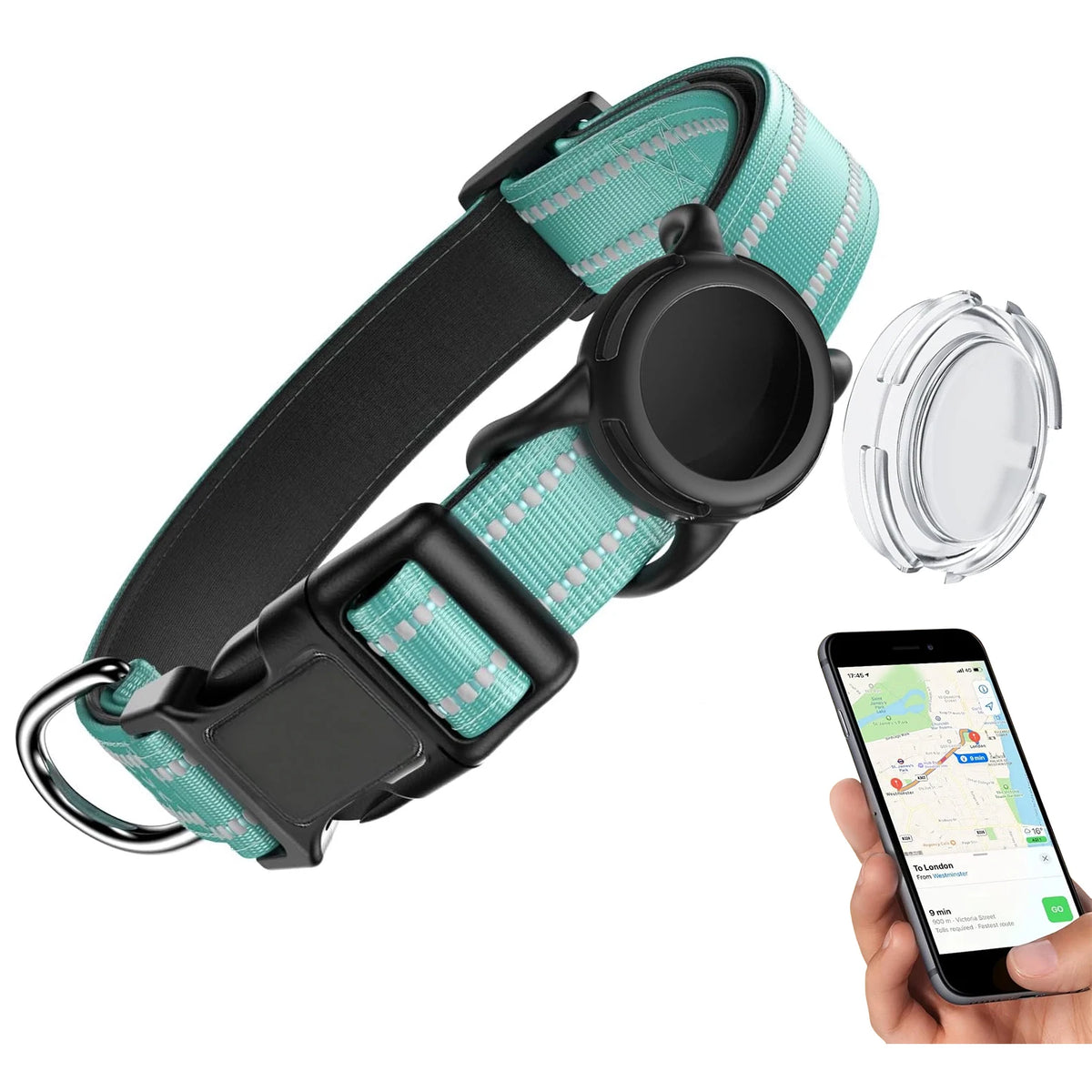 Reflective Dog Collar with Tracker Holder – photo 13