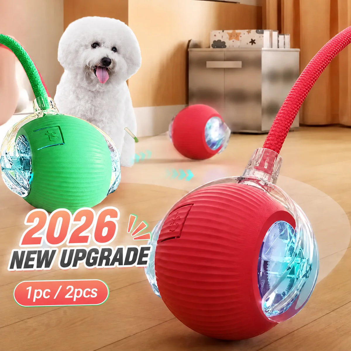 Automatic rolling ball toy for dogs with tail