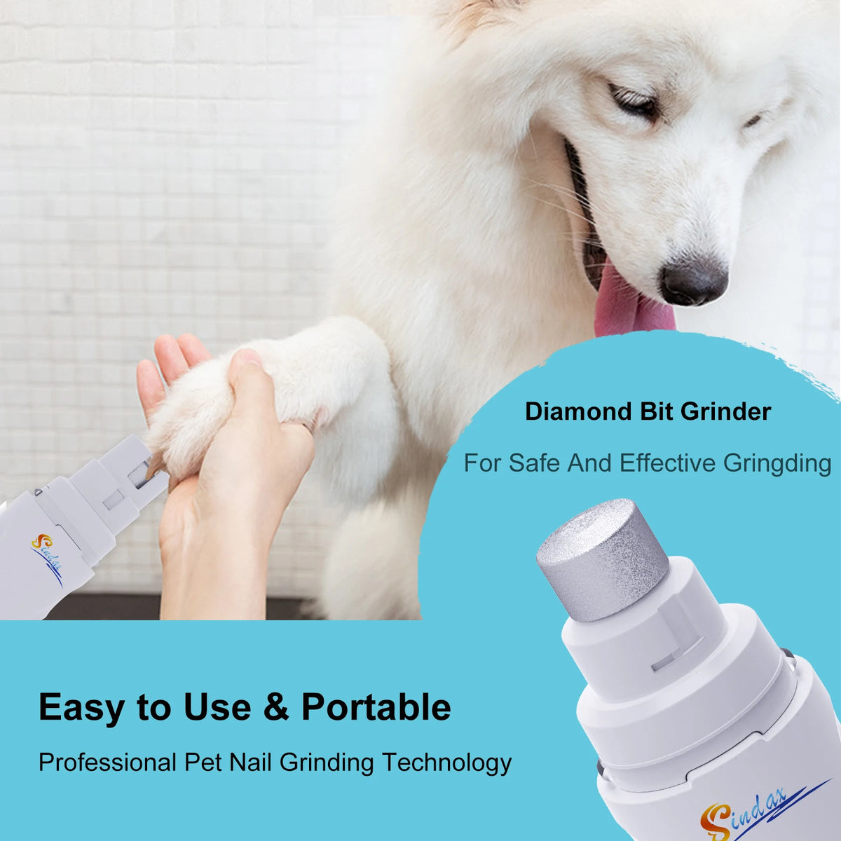 White rechargeable pet nail grinder for dogs and cats – photo 4