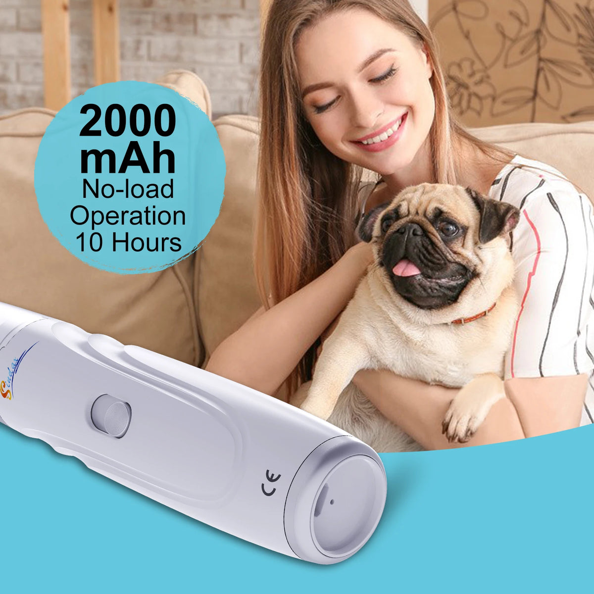 White rechargeable pet nail grinder for dogs and cats – photo 5