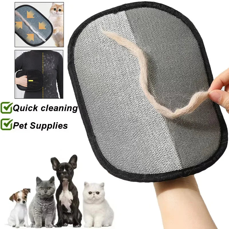 Black washable pet hair remover glove for clothes
