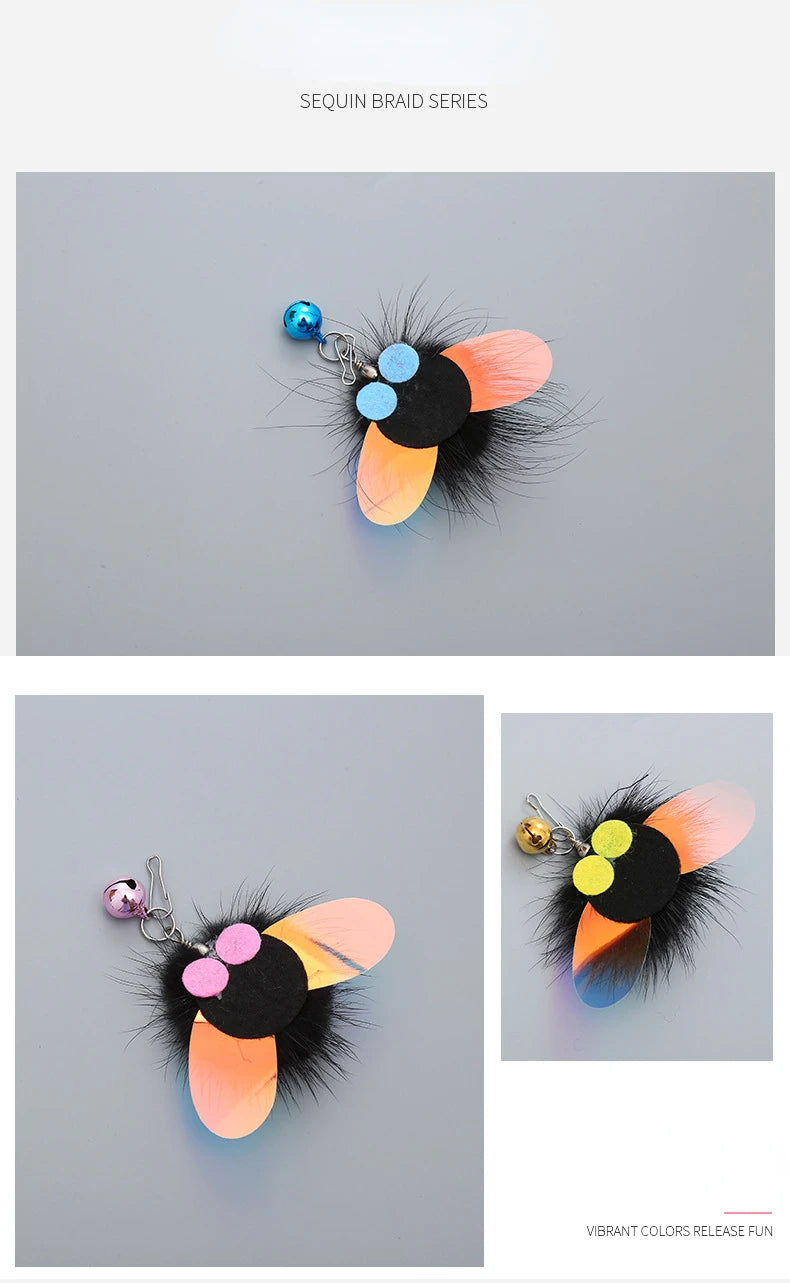 Assorted feather and plush cat teaser wand replacement heads – photo 12