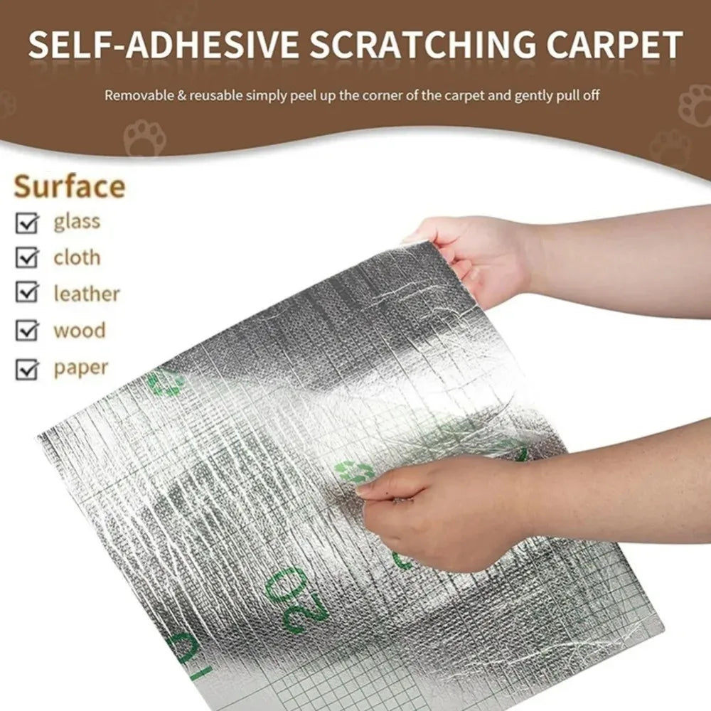 Self-adhesive cat scratching mat on a sofa corner – photo 4