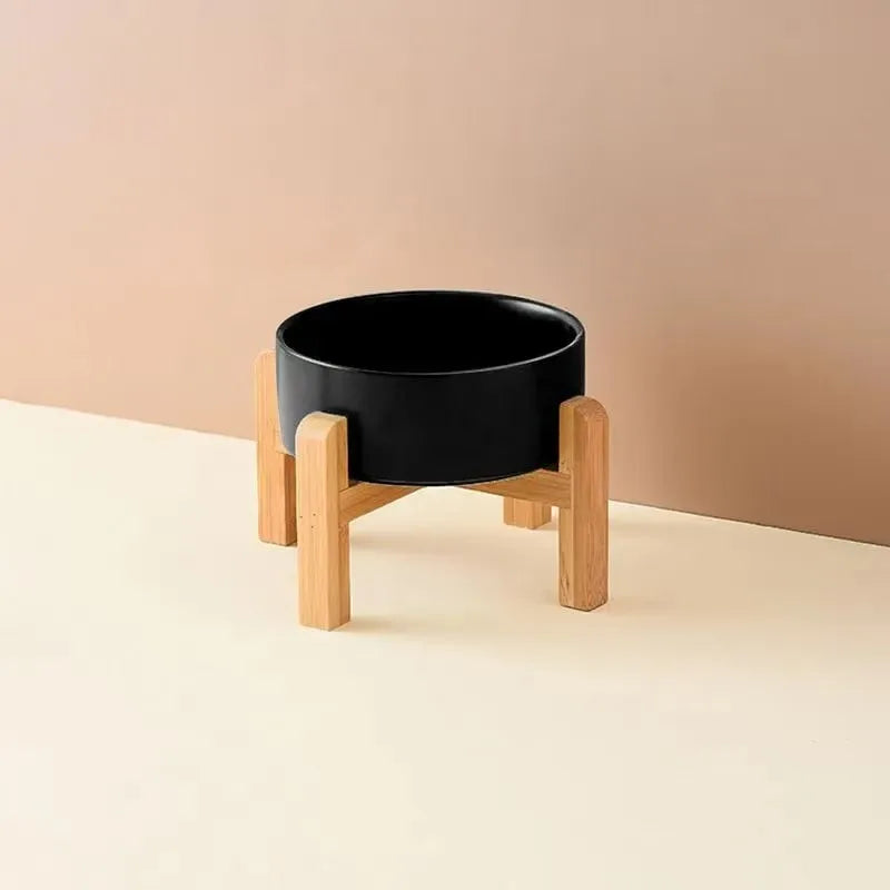Ceramic pet bowl on a raised bamboo stand – photo 11