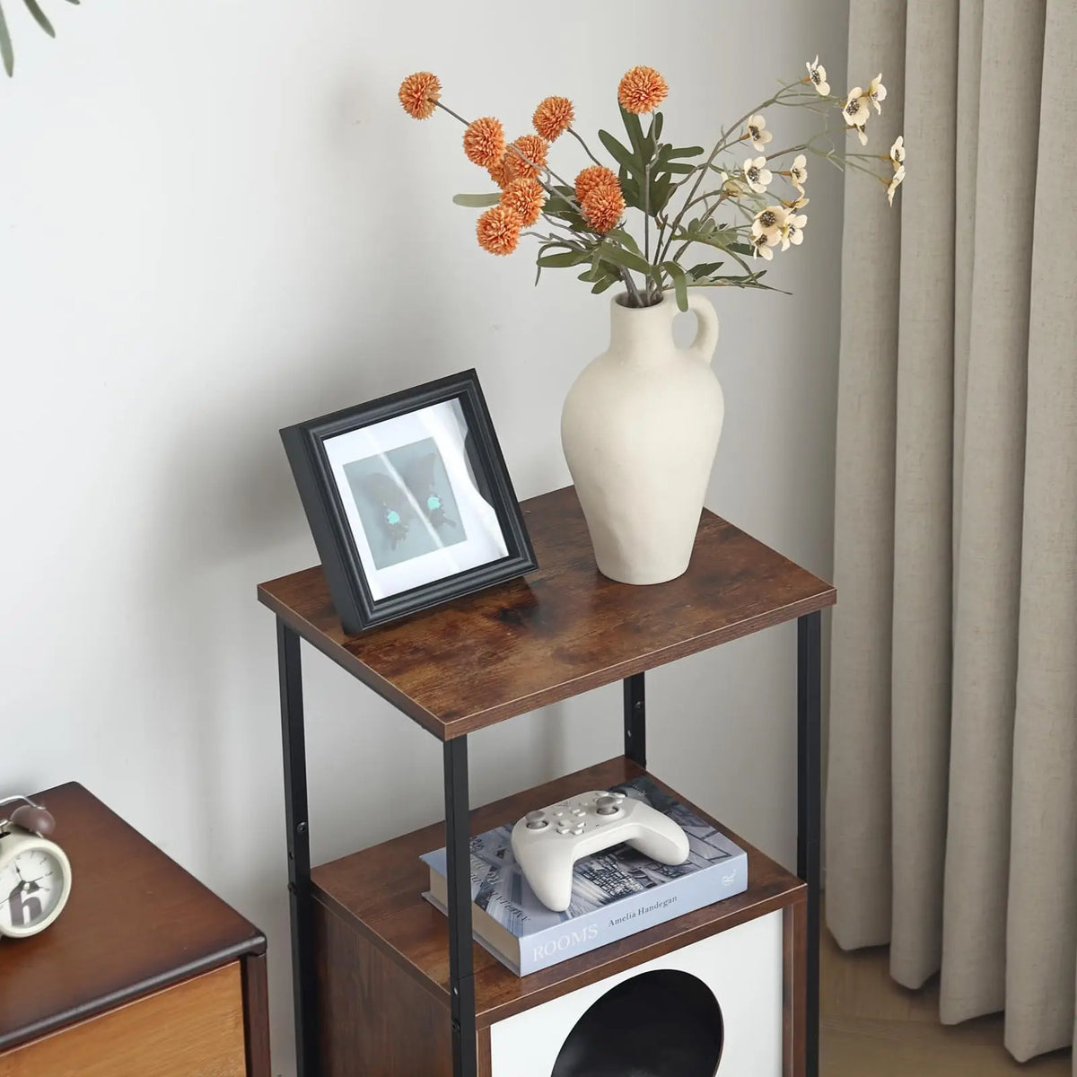 Two-Tier Side Table with Built-In Cat House