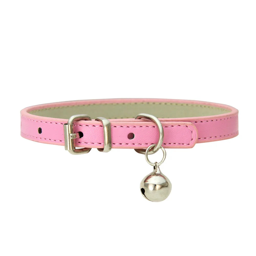 Adjustable PU Leather Collar for Cats & Small Dogs