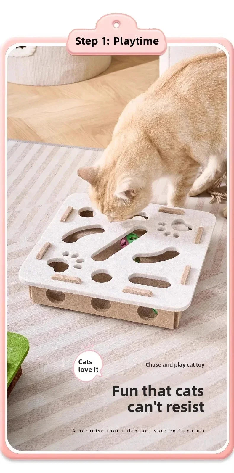 Felt cat puzzle box toy with a ball inside – photo 8