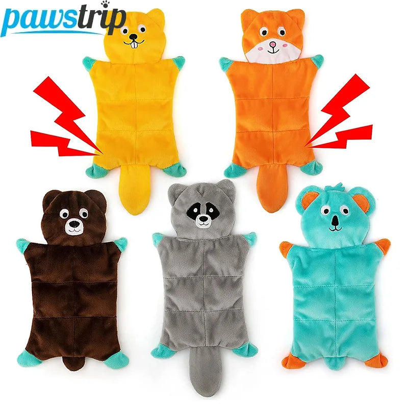 Animal-shaped plush squeaky dog toy