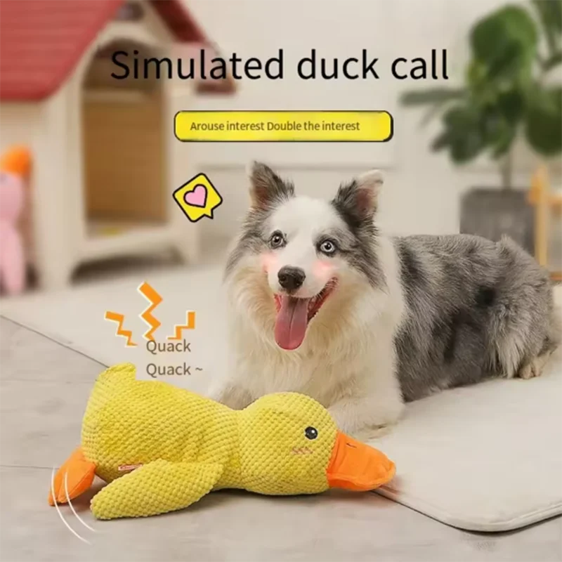 Plush yellow duck dog toy – photo 2