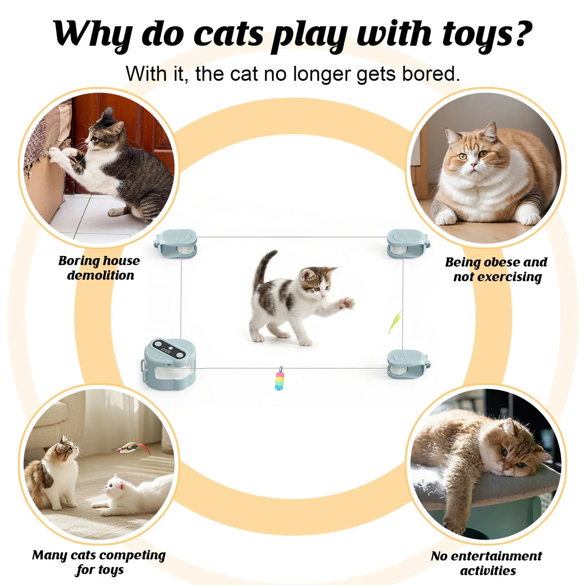 Automatic Cat Hunting Toy with Moving Lure & Remote Control