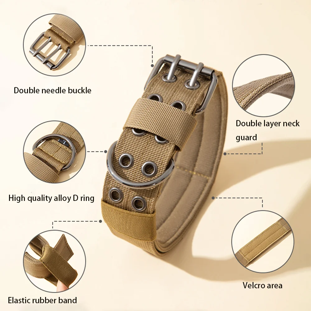 Military-style nylon dog collar with metal buckle and D-ring – photo 2