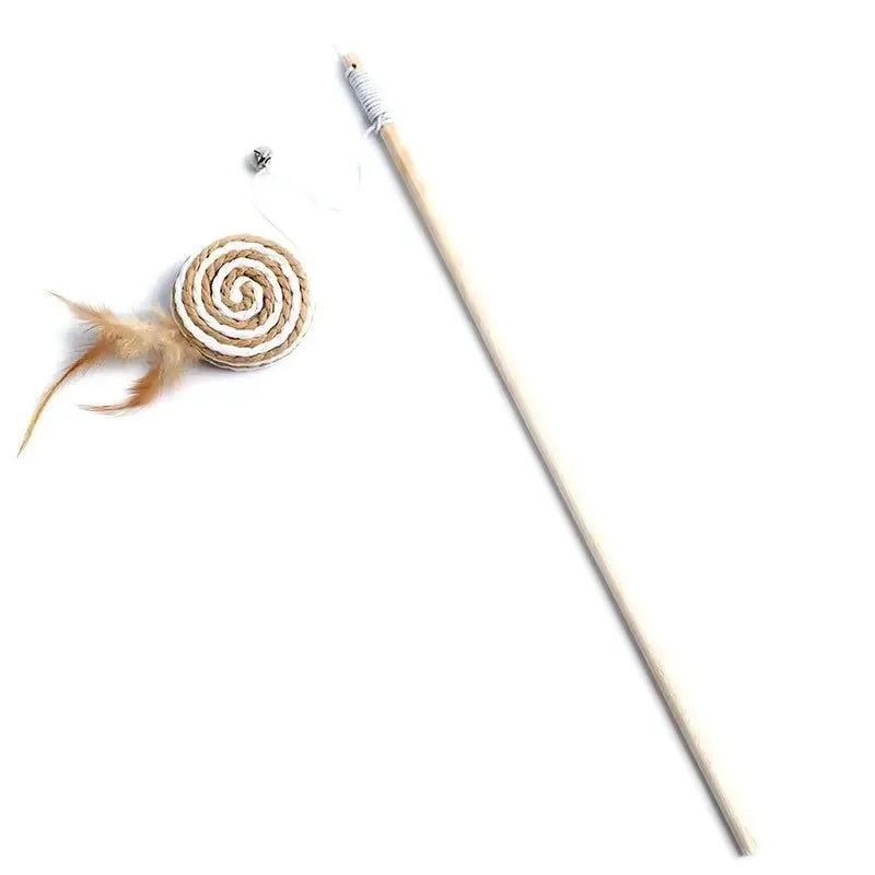 Wooden cat teaser wand toy with toy on a line – photo 8