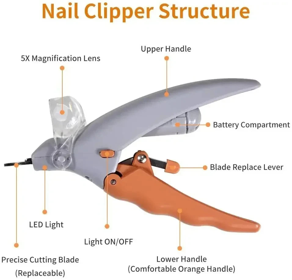 Stainless steel pet nail clippers with built-in LED light – photo 4