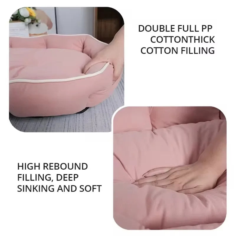 Dog resting in a corduroy pet sofa bed – photo 4