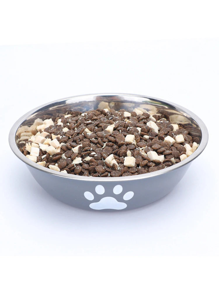 Stainless steel paw print pet bowl with silicone base – photo 7