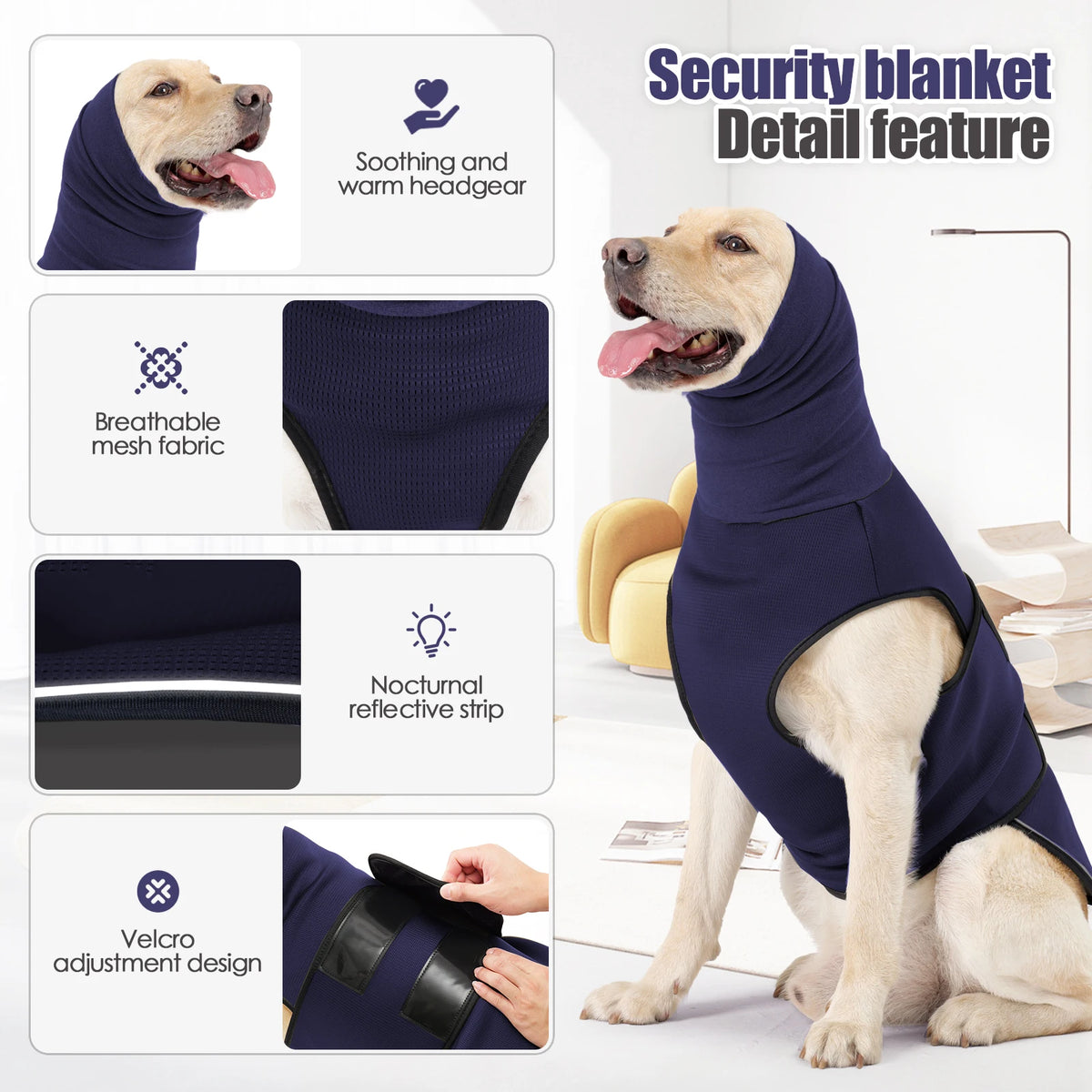 Dog wearing a snug wrap vest with neck warmer – photo 2