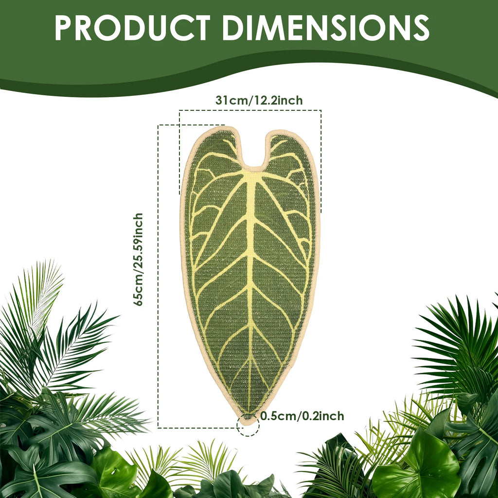 Leaf-shaped natural sisal cat scratching mat on a wall – photo 9