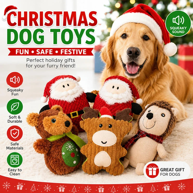 Christmas plush squeaky dog toys