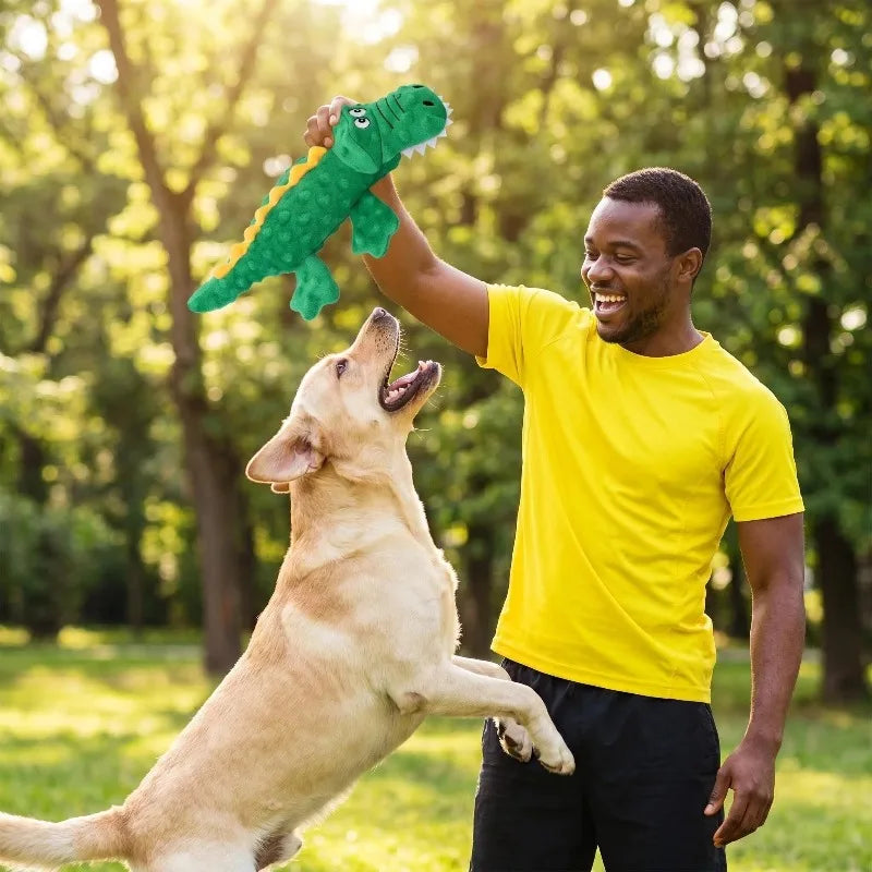 Soft squeaky plush crocodile dog toy – photo 6