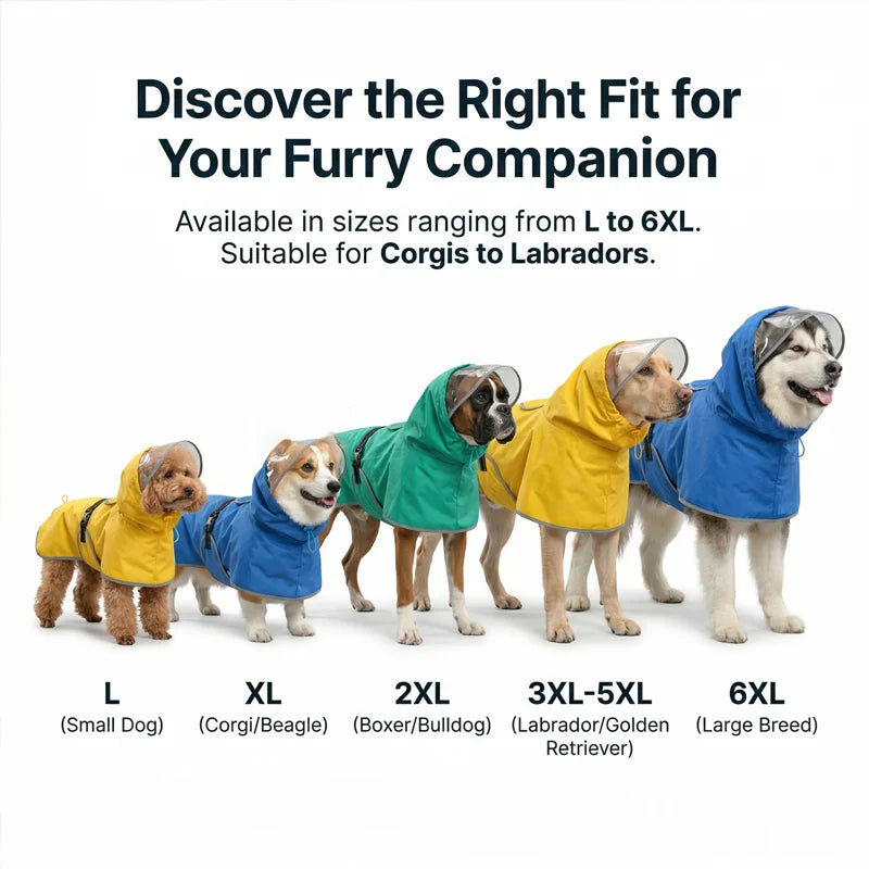 Large dog wearing a hooded waterproof reflective raincoat – photo 2