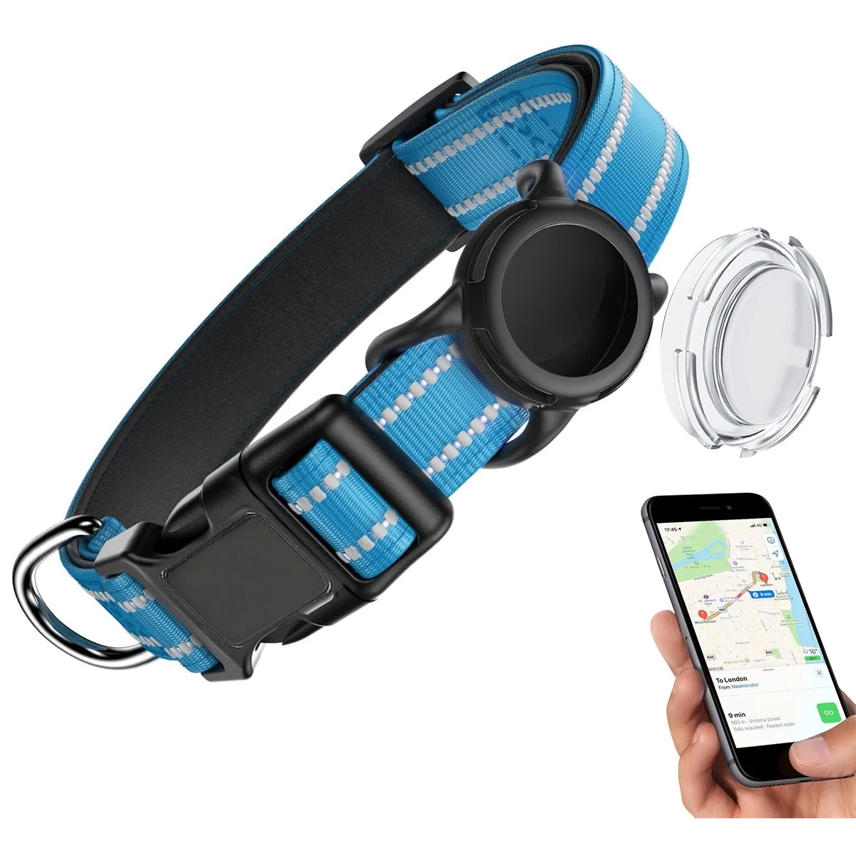 Reflective Dog Collar with Tracker Holder – photo 8