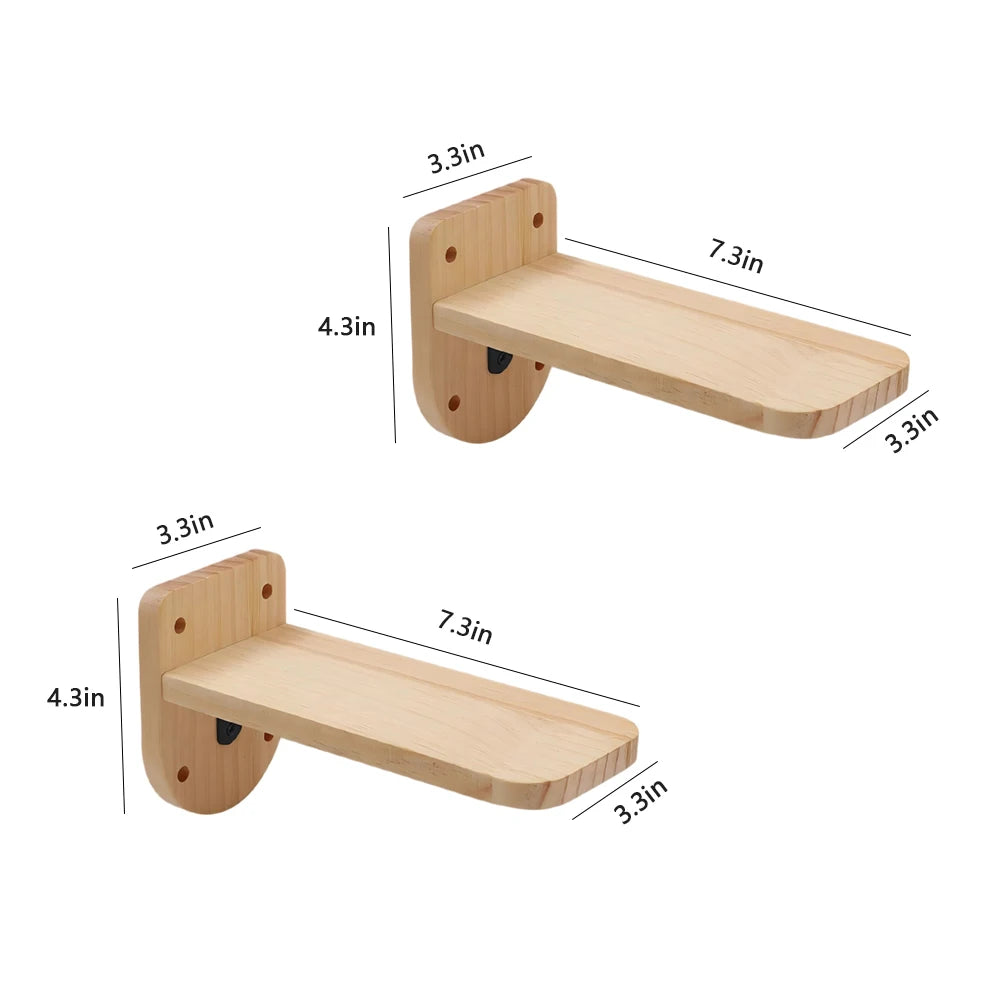 Wall-Mounted Pine Cat Shelves & Perches