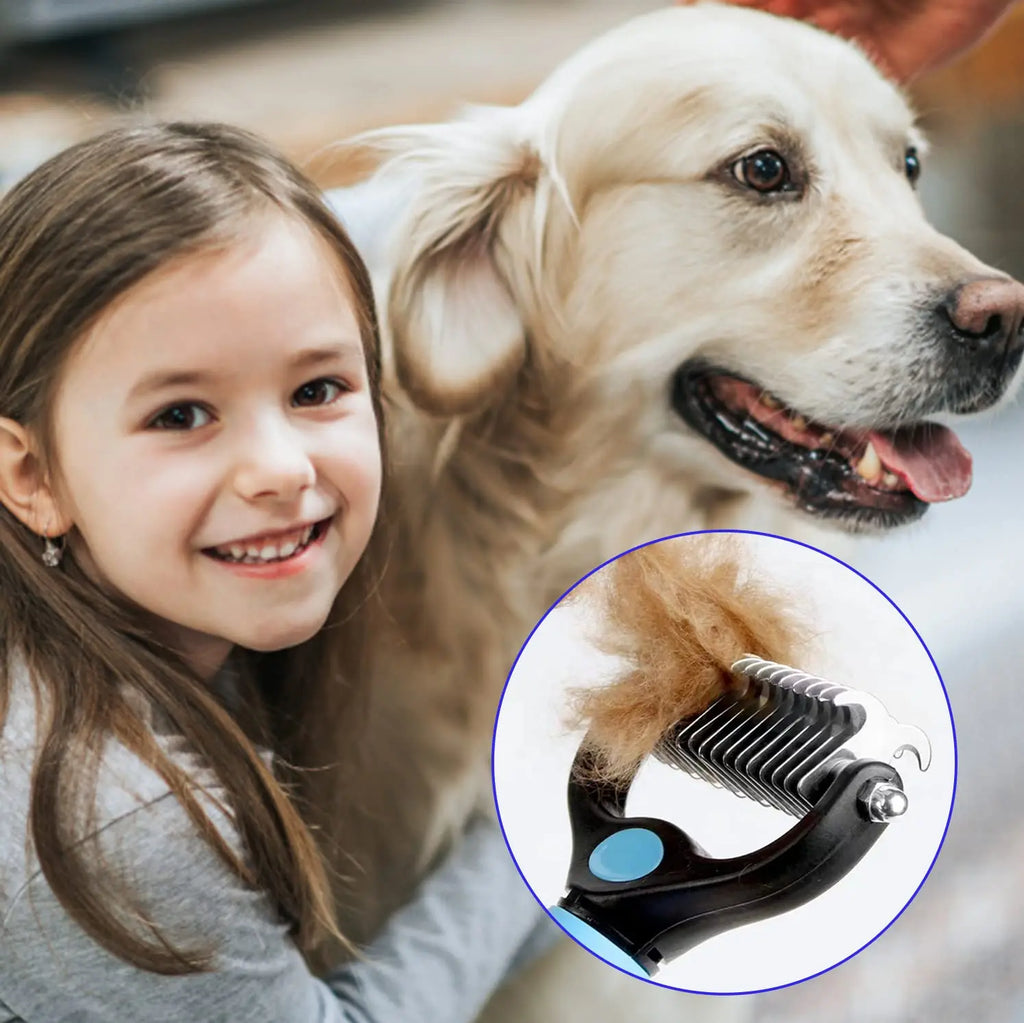 Stainless steel deshedding brush for cats and dogs – photo 3