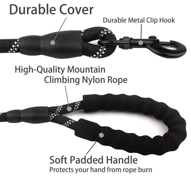 Reflective nylon dog lead with padded handle – photo 3