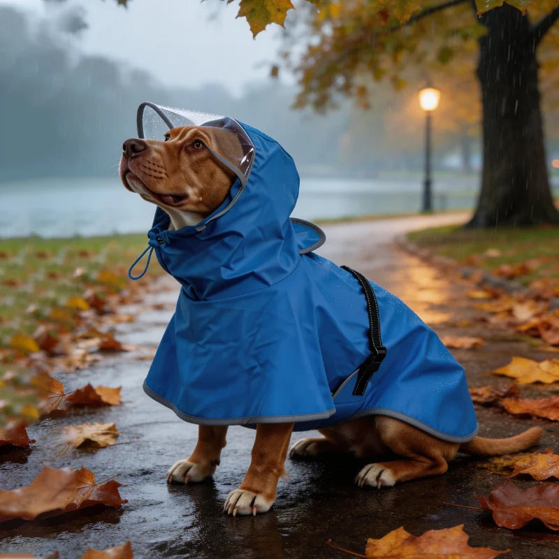 Hooded Waterproof Raincoat for Medium & Large Dogs