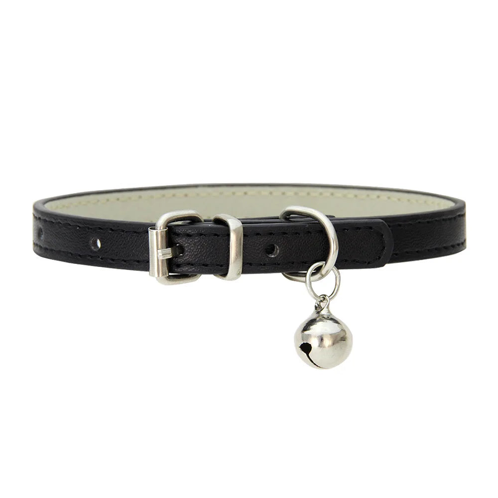 Adjustable PU Leather Collar for Cats & Small Dogs