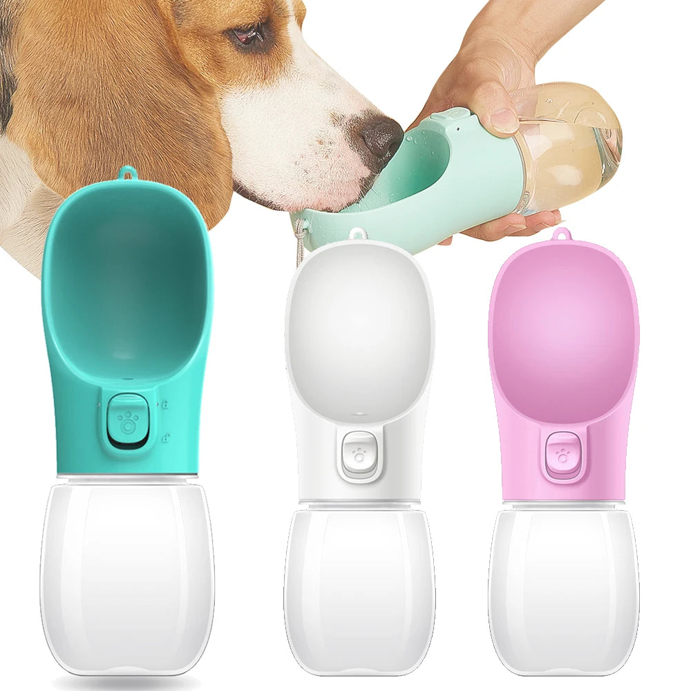 Portable dog water bottle with built-in drinking bowl