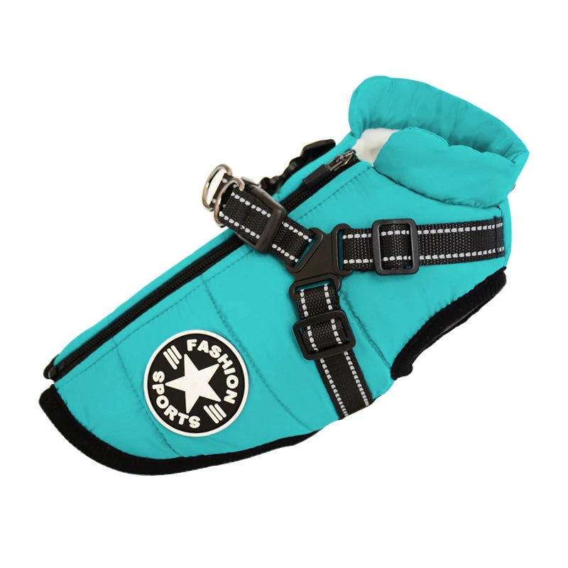 Waterproof winter dog coat with built-in harness – photo 8