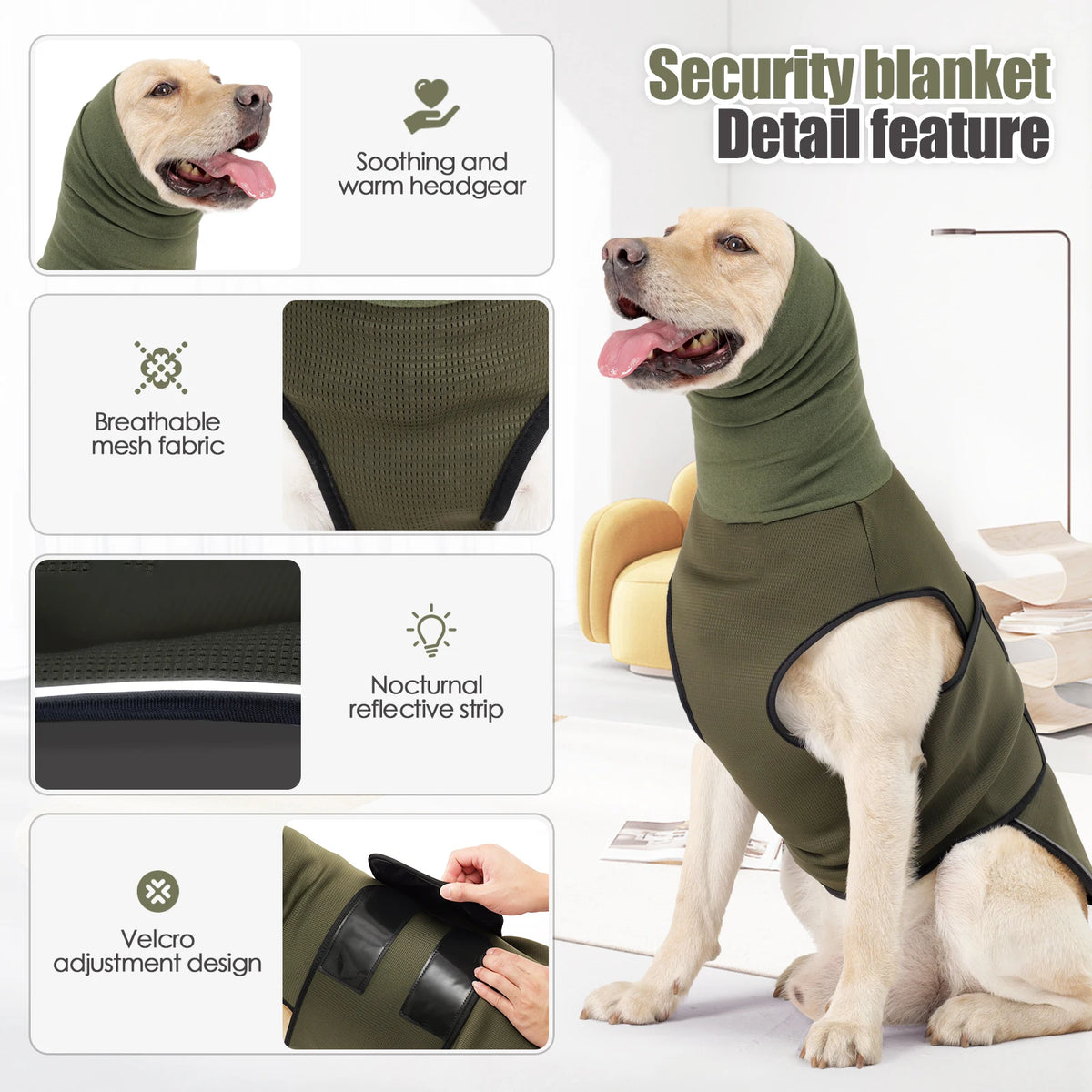 Dog wearing a snug wrap vest with neck warmer – photo 8