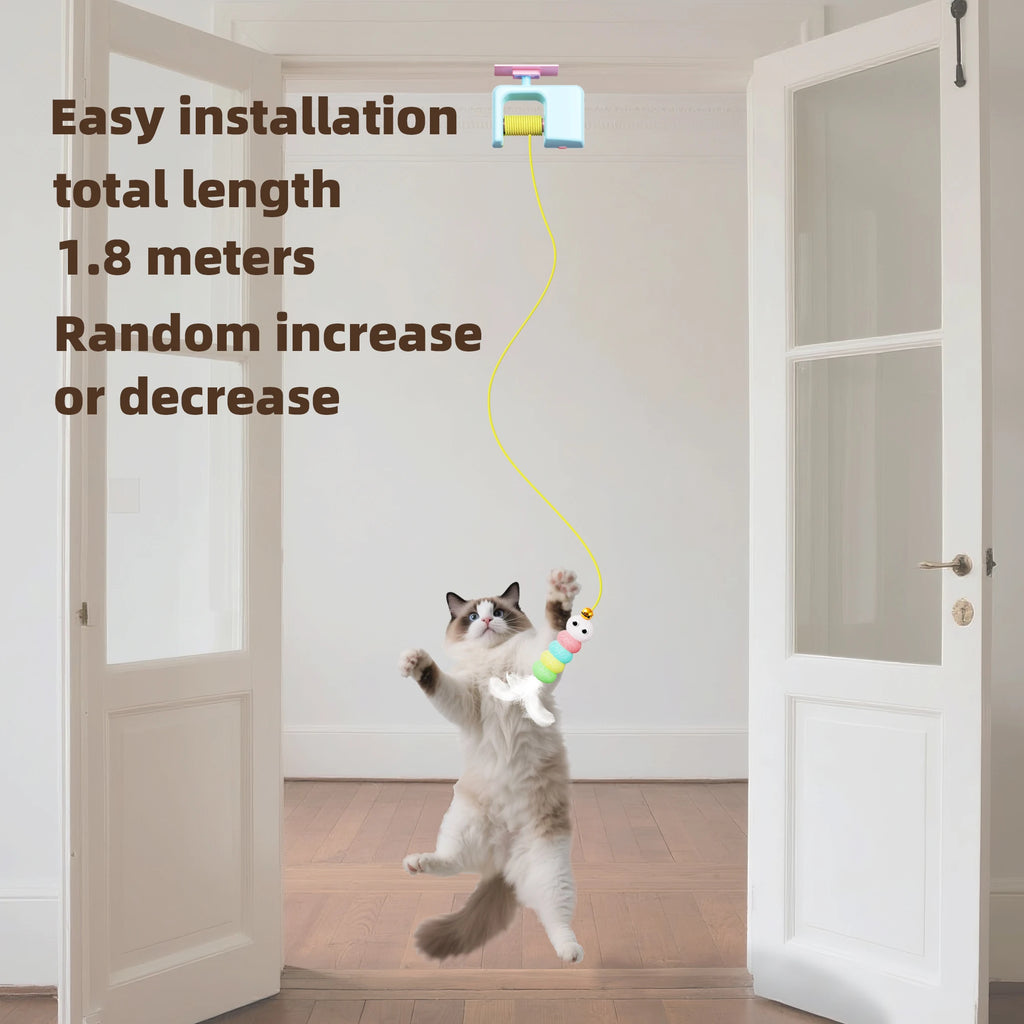 Electric hanging flying bird cat toy on a door frame – photo 3