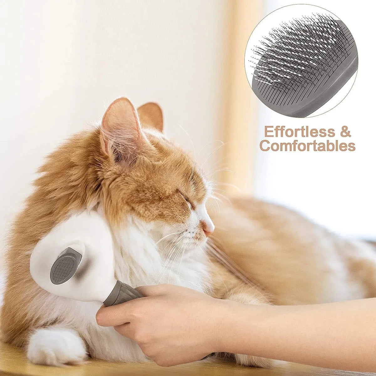 Self-cleaning slicker brush for dog and cat grooming – photo 11